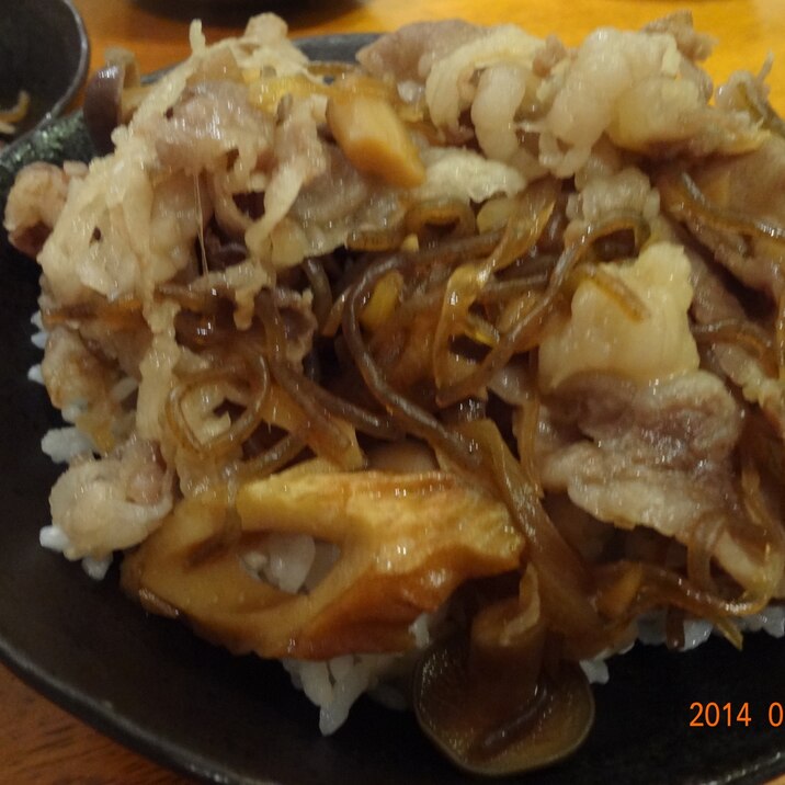 具だくさんな牛丼